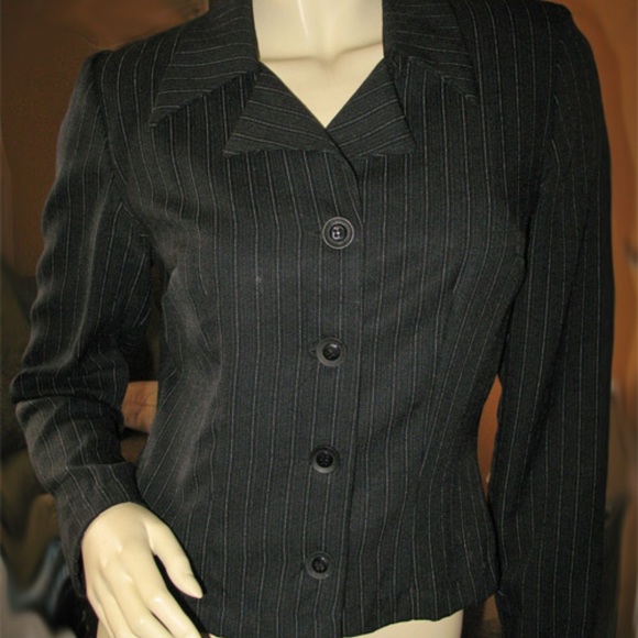 Vintage All That Jazz 90s Pinstripe Blazer Jacket Preppy Academia Corpcore Chic - Picture 2 of 5